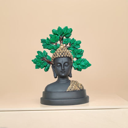 Antique Half Body Buddha Tree Sculpture (Black) | EnamorarDecor