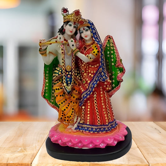 Shree Radha Krishna Antique Sculpture (Multicolor) | EnamorarDecor