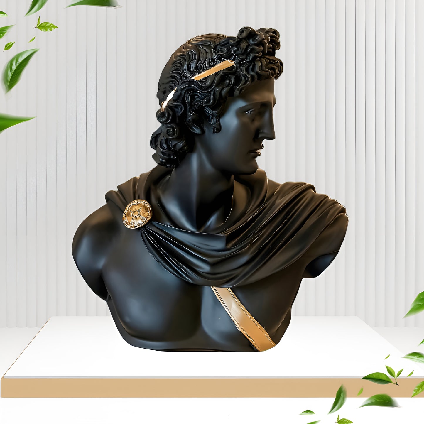 Greek Apollo Bust Sculpture Black Polyresin | EnamorarDecor