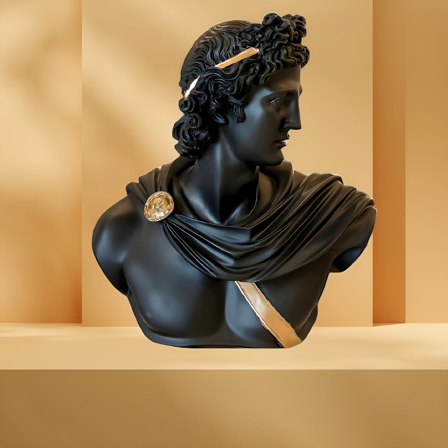 Greek Apollo Bust Sculpture Black Polyresin | EnamorarDecor