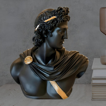 Greek Apollo Bust Sculpture Black Polyresin | EnamorarDecor