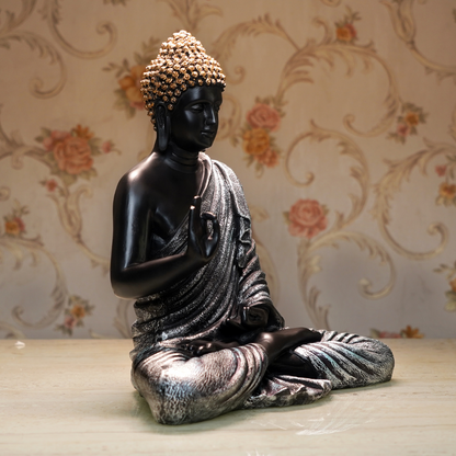 Antique Medium Size Black Meditating Buddha Idol | EnamorarDecor