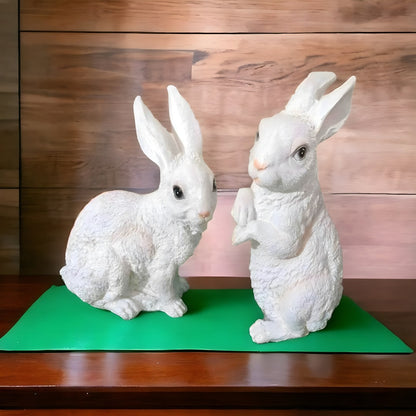 Antique Pair of Sitting & Standing Rabbit (Bunny) Sculptures | EnamorarDecor