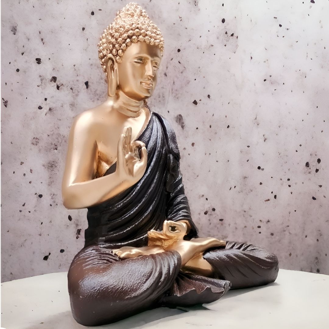 Antique 2 Feet Brown Meditating Buddha Idol Sculpture | EnamorarDecor