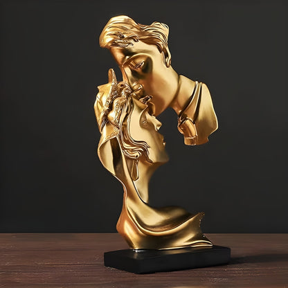 Antique Love Couple Kissing (Golden) Sculpture | EnamorarDecor