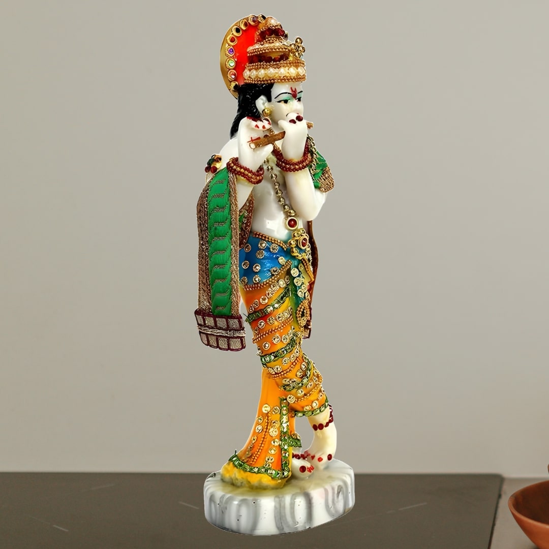 Standing Lord Krishna Playing Flute Statue | EnamorarDecor