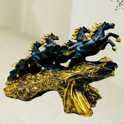 The Majestic 7 Running Victory Horses Sculpture (Black) | EnamorarDecor