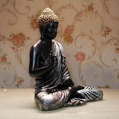 Antique 2 Feet Black Meditating Buddha Idol Sculpture | EnamorarDecor