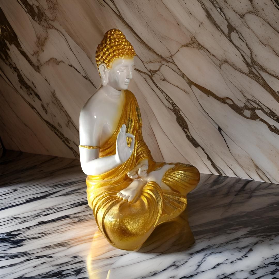 Antique 2 Feet Meditating Buddha Idol Golden Sculpture | EnamorarDecor