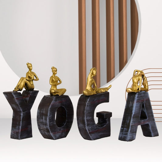 YOGA Alphabets Attest With Yoga Posture Lady Sculptures | EnamorarDecor