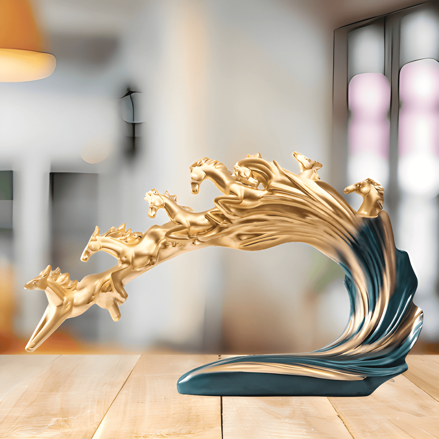 PAGASUS Blue 7 Horses Polyresin Showpiece | EnamorarDecor