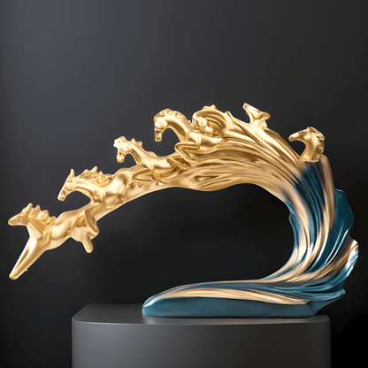 PAGASUS Blue 7 Horses Polyresin Showpiece | EnamorarDecor
