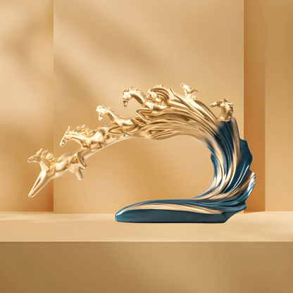 PAGASUS Blue 7 Horses Polyresin Showpiece | EnamorarDecor