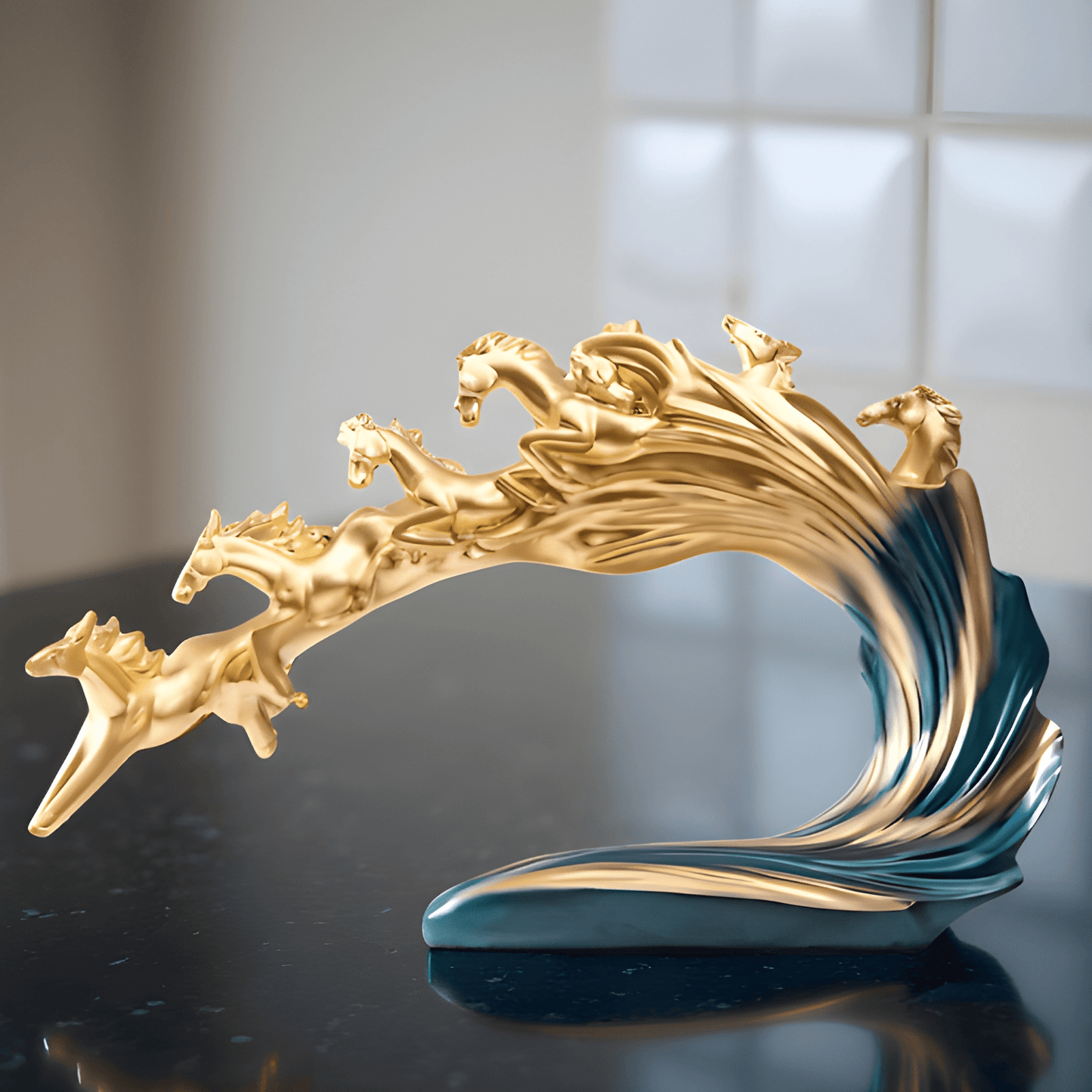 PAGASUS Blue 7 Horses Polyresin Showpiece | EnamorarDecor