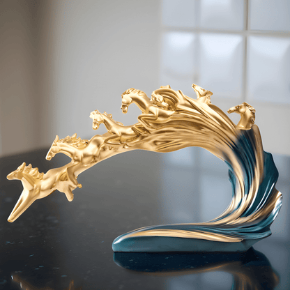 PAGASUS Blue 7 Horses Polyresin Showpiece | EnamorarDecor