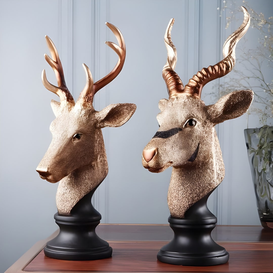 Deer(Hiran) & Antelope Pair Antique Sculpture | EnamorarDecor