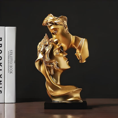 Antique Love Couple Kissing (Golden) Sculpture | EnamorarDecor