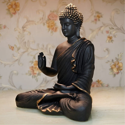 Antique 2 Feet Black Meditating Buddha Idol Sculpture | EnamorarDecor