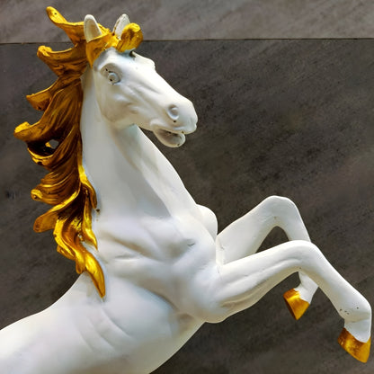 Horse Standing on Hind Legs Sculpture (White) | EnamorarDecor